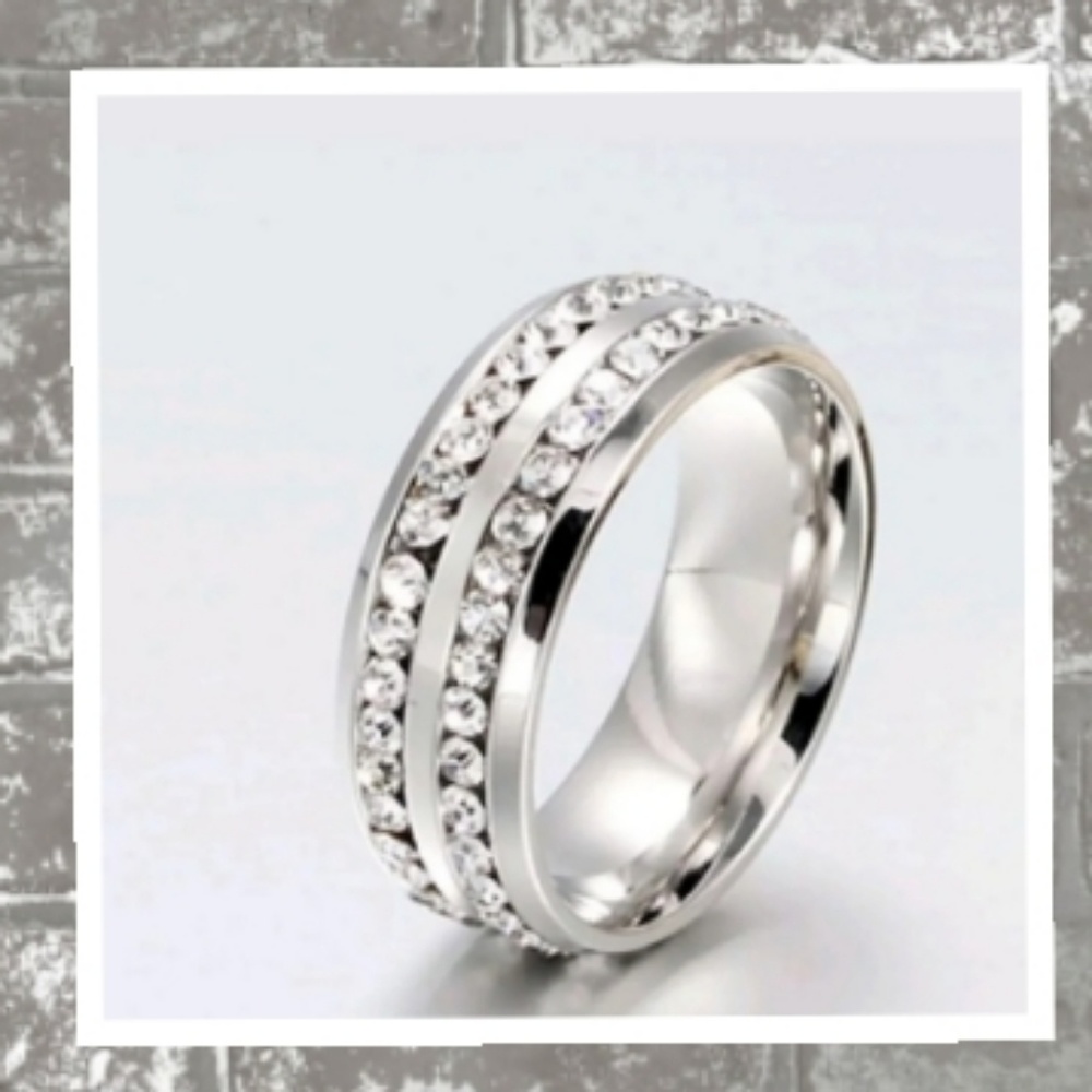 Silver Stainless Steel and CZ Ring - Picture 3 of 5